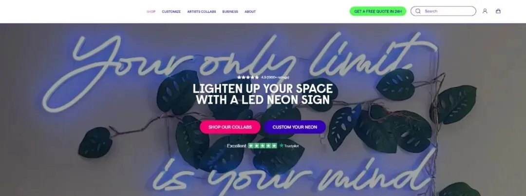 独立站优秀案例分析：霓虹灯品牌如何打造高溢价视觉体验？