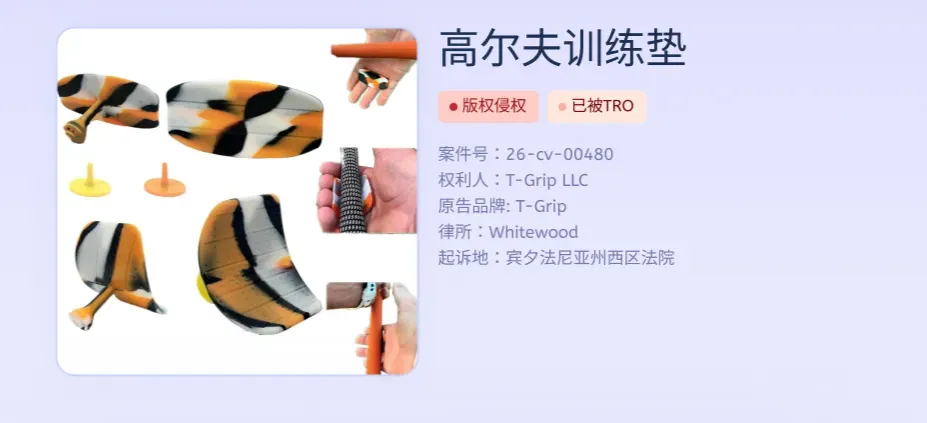 TRO资讯速递｜月销量上万的高尔夫品牌又维权，上百家店已经中招