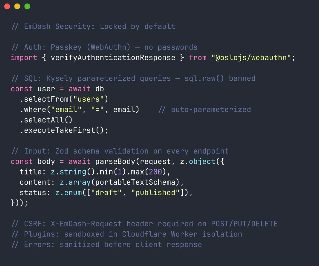 EmDash 安全设计代码
