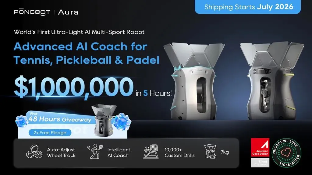Pongbot Aura: World's First Ultra-Light AI Multi-Sport Robot by PongBot —  Kickstarter