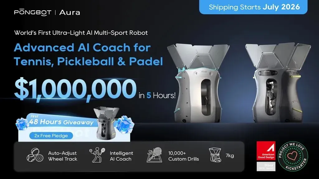 Pongbot Aura: World's First Ultra-Light AI Multi-Sport Robot by PongBot —  Kickstarter