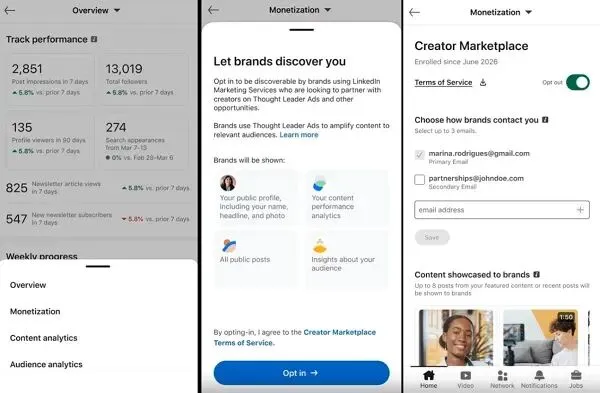 LinkedIn 创作者市场