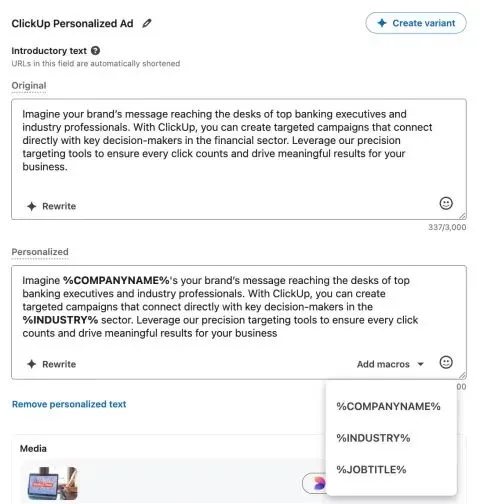 LinkedIn创意个性化