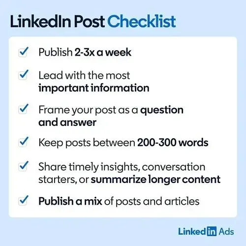 LinkedIn帖子检查清单