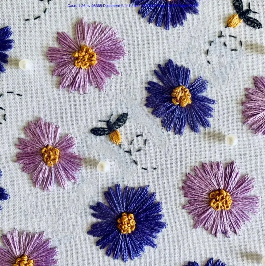 David卷土重来,26-cv-08367和26-cv-08368《花与蜜蜂》刺绣图案