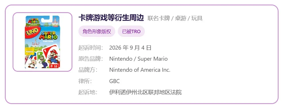 TRO资讯｜超级马里奥系列2天内2次发起维权，速查！