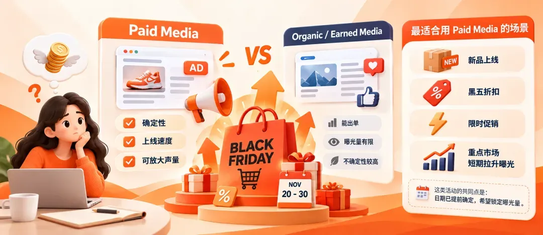 黑五网一要来了,海外 PR 预算到底该花在哪?Paid Media、Earned Media、TV、GEO合作形式怎么搭?