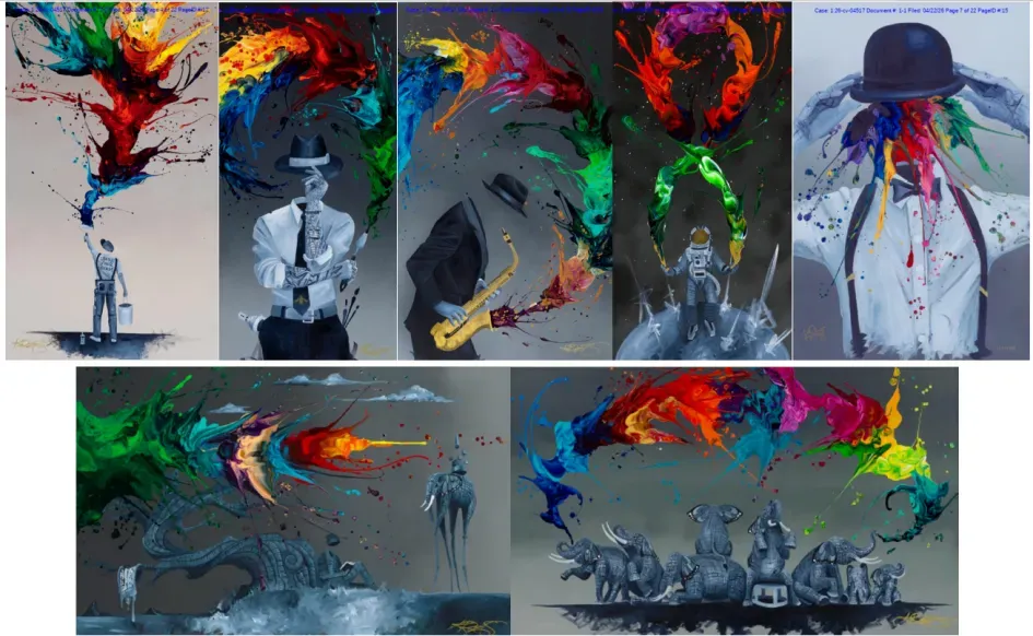 Keith代理版权画26-cv-12368和26-cv-12849泼墨艺术版权画和26-cv-02287复古趣味图和26-cv-02285卡皮巴拉插画