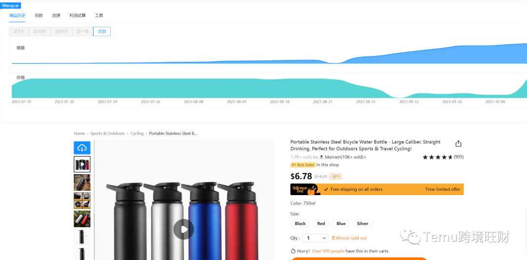 Temu数据插件，查看历史销量、供货价反查、同款竞品分析、评论分析、批量下载