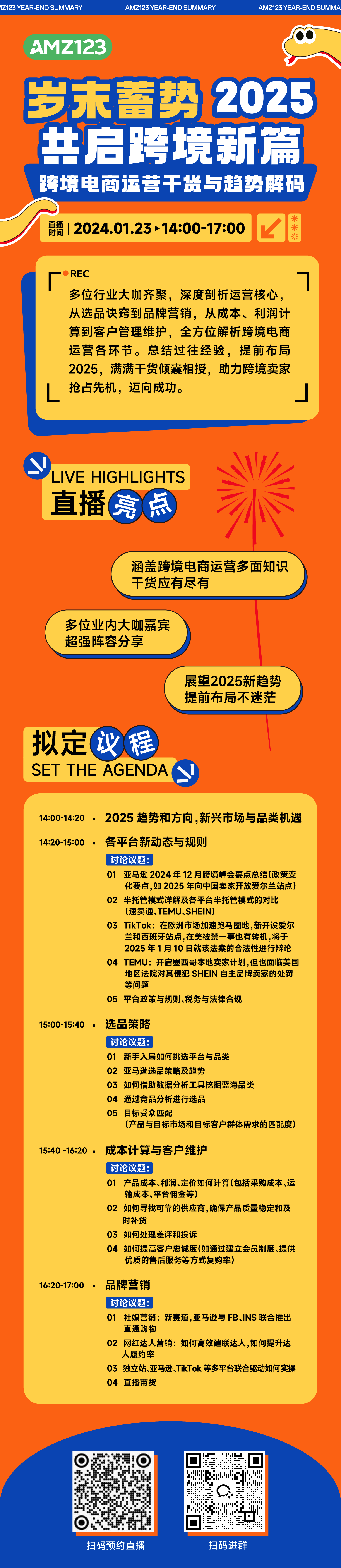 岁末蓄势，2025共启跨境新篇！ ——AMZ123年终大场直播，解码跨境电商运营干货与趋势