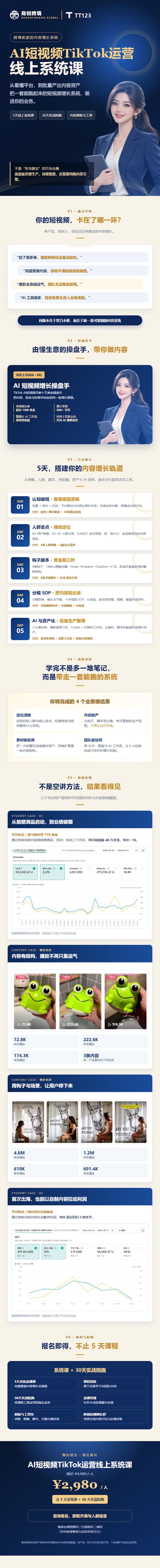 AI短视频TikTok运营 线上系统课商品介绍