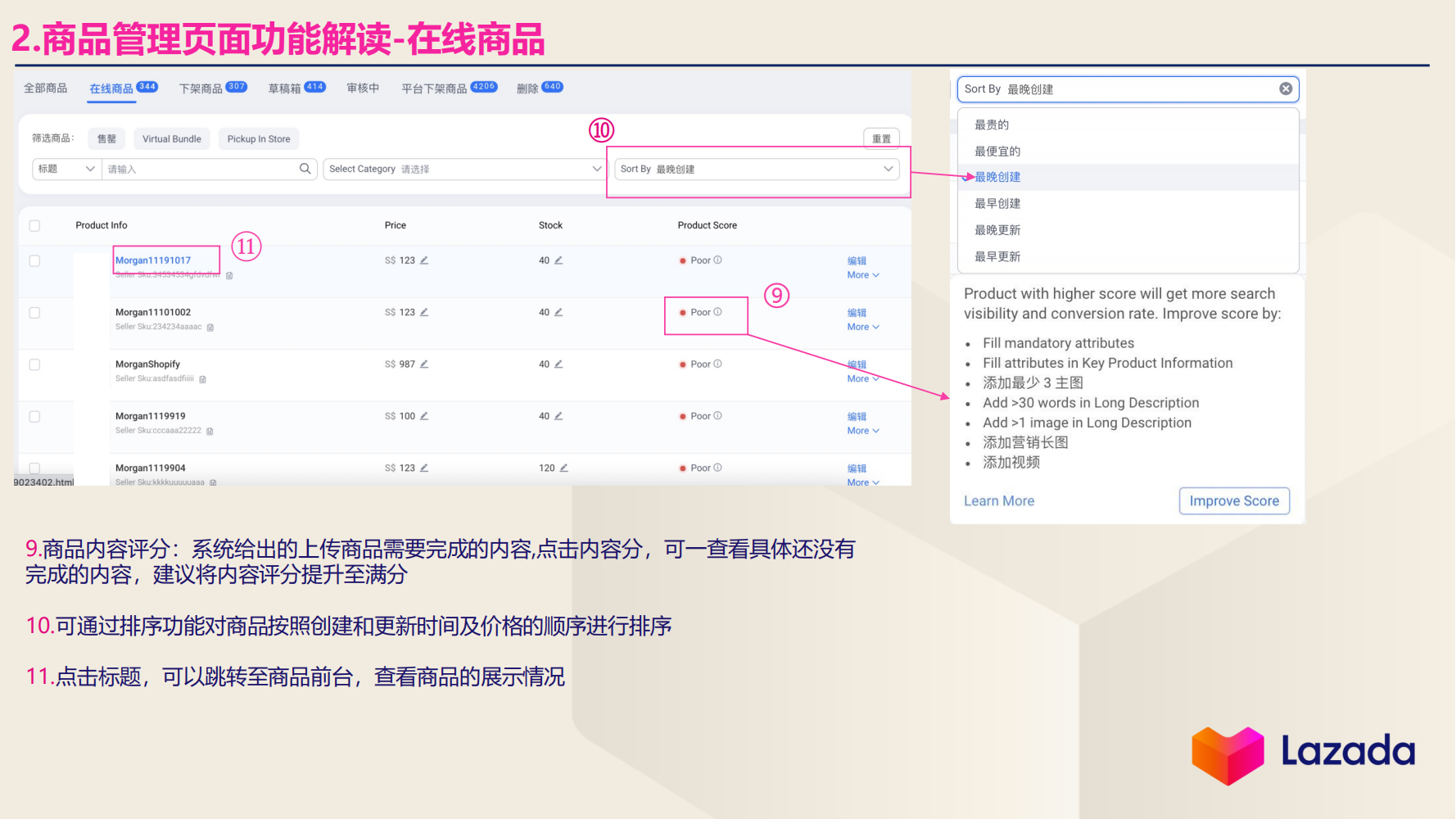 商品管理页面功能解读-在线商品商品评分