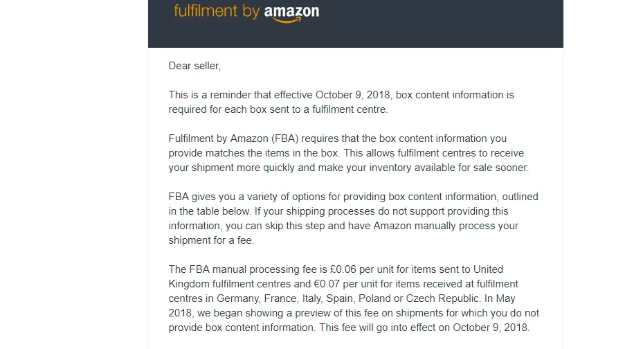 10月9号起,FBA再有一项新的收费项目执行