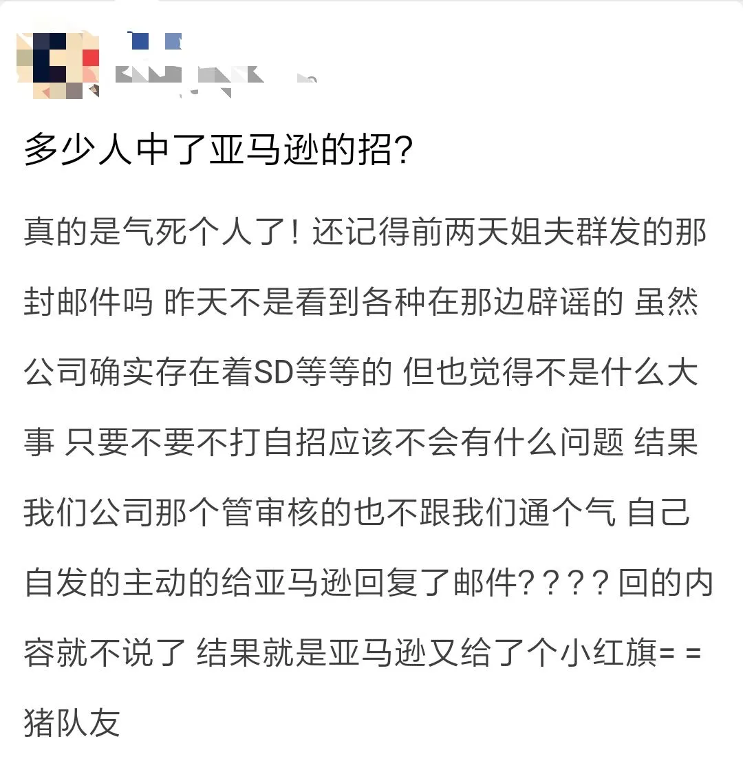 千万不要回复?亚马逊卖家回复小红旗被封号了…