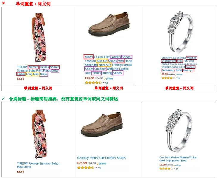 亚马逊时尚品类listing标题怎么写?重点打击这四种类型标题违规