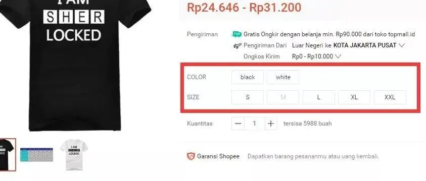 关于虾皮Shopee产品页面的选项变体问题