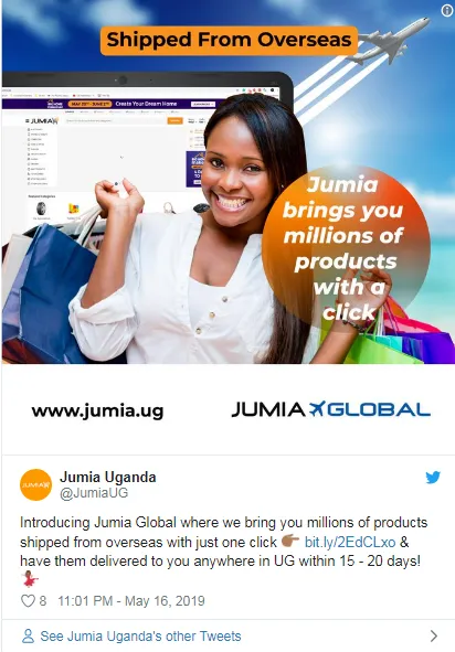 Jumia版“天猫国际”Jumia global在乌干达上线,目前可提供这些产品类别…… Jumia版“天猫国际”Jumia global在乌干达上线,目前可提供这些产品类别……