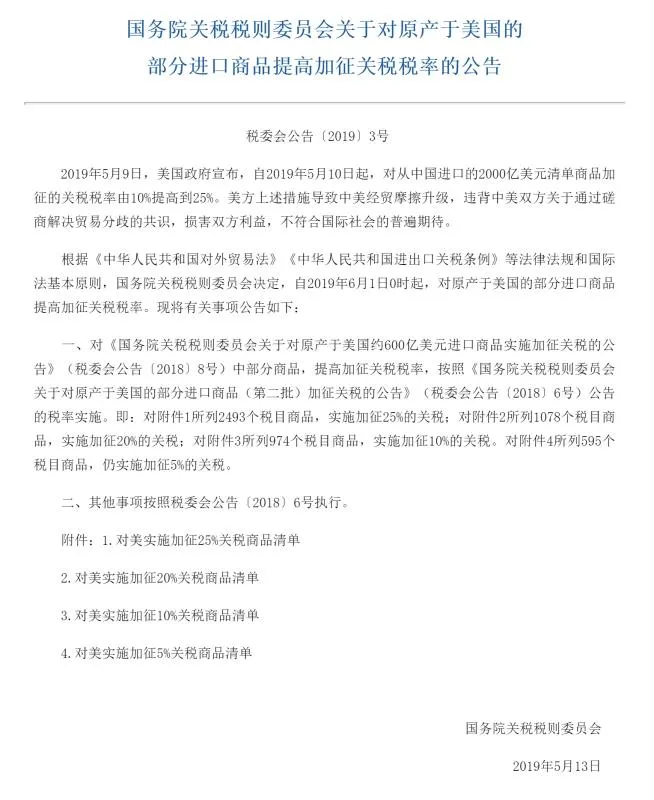 åå»çæï¼ä¸­å½å¯¹ç¾é¨åè¿å£ååå&nbsp;å¾å³ç¨äº6æ1æ¥æ­£å¼å®æ½