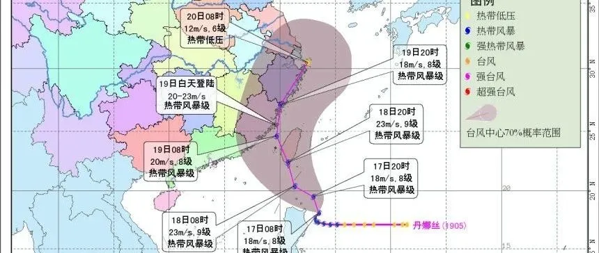 官宣!台风“丹娜丝”19日前后或登陆浙闽一带沿海!要出货的货代货主注意了!