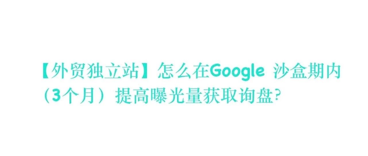 【外贸独立站】怎么在Google 沙盒期内（3个月）提高曝光量获取询盘？