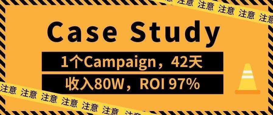 【Case study】1个Campaign，42天，收入80W，ROI 97％