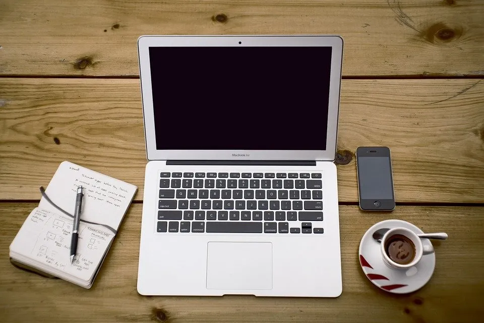 家庭办公室, 工作站, 办公室, 业务, 笔记本, Macbook Air, 便携设备, 计算机, 办公桌