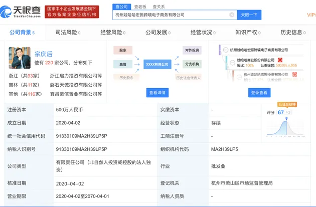 娃哈哈进军跨境电商,宗庆后名下成立跨境电商新公司