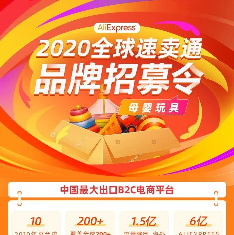 母婴玩具商家快看!2020全球速卖通品牌招募令来了!