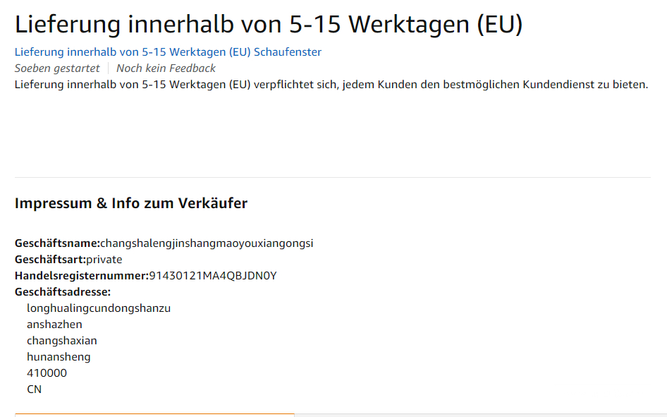 Lieferung innerhalb von 5-15 Werktagen (EU)