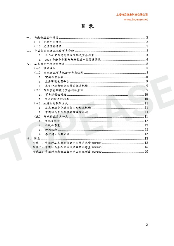 2025年马来西亚市场贸易发展白皮书 