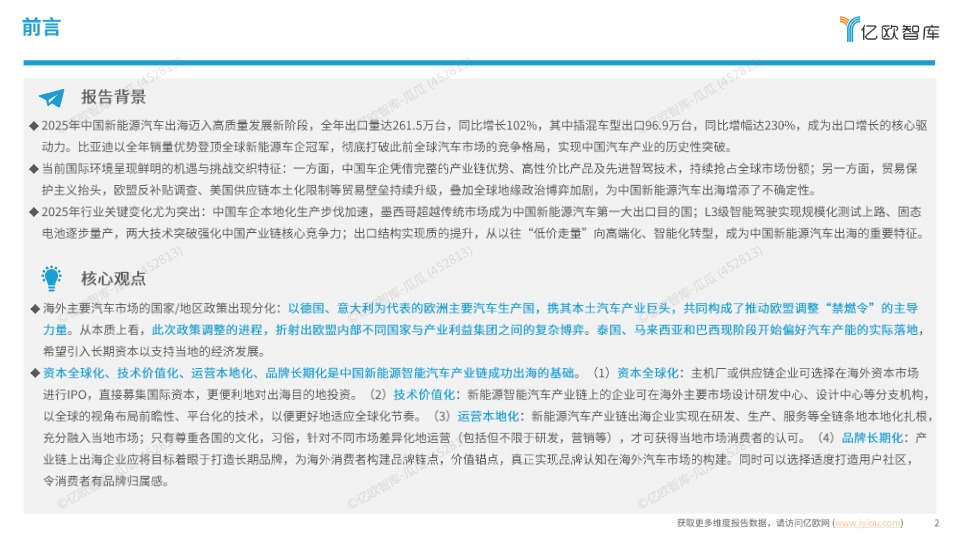 2026中国新能源智能汽车产业链出海研究报告 