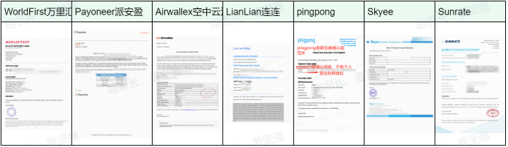 收款账号支持的服务商