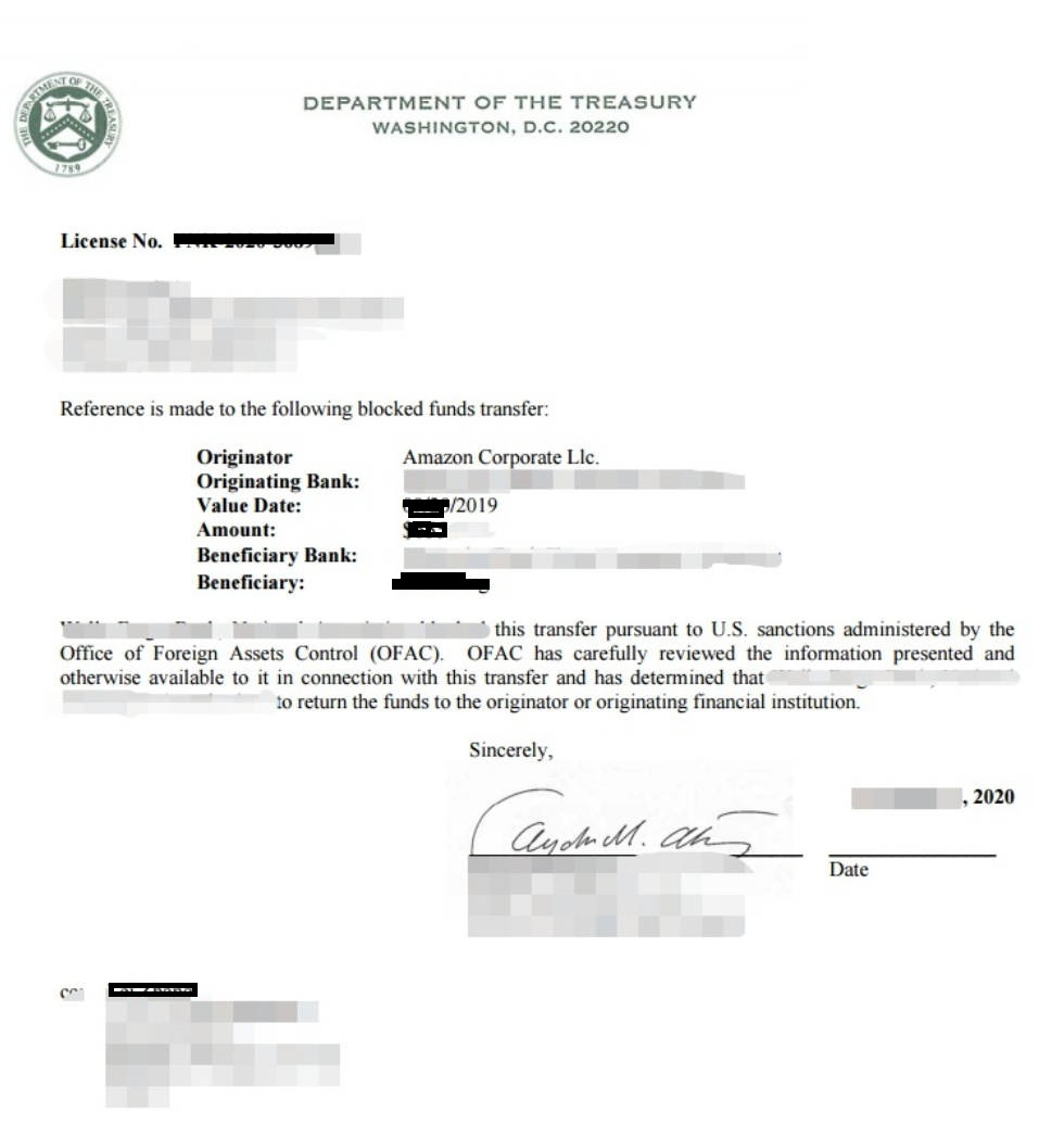 亚马逊和银行美金被美国ofac冻结怎么办 如何申请ofac License并且解冻的案例 跨境交流 Amz123亚马逊导航 跨境电商出海门户 亚马逊和银行美金被美国ofac冻结怎么办 如何申请ofac License并且解冻的案例 跨境交流 Amz123亚马逊导航 跨境电商出海门户