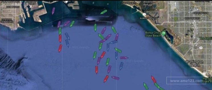 美国洛杉矶/长滩港现状：“堵成一锅粥”！一艘1774TEU的集装箱船6天还未完成卸货？