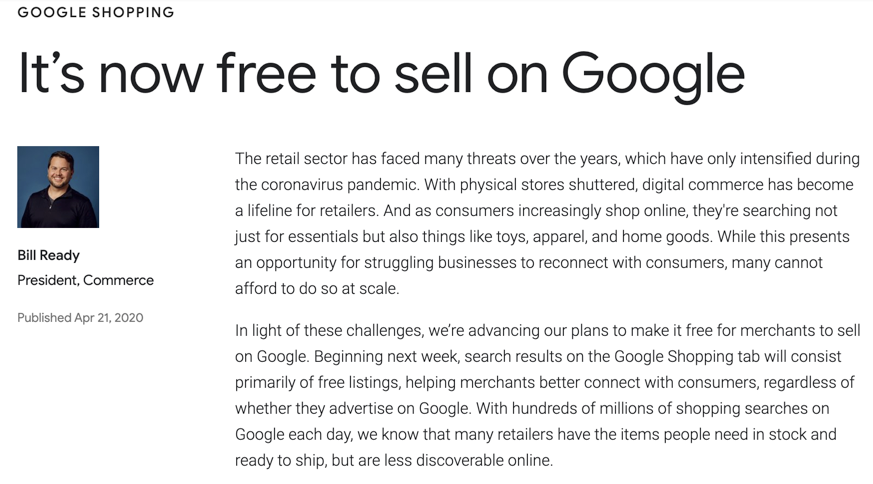 谷歌官宣：购物平台全面开放，卖家广告费用全免