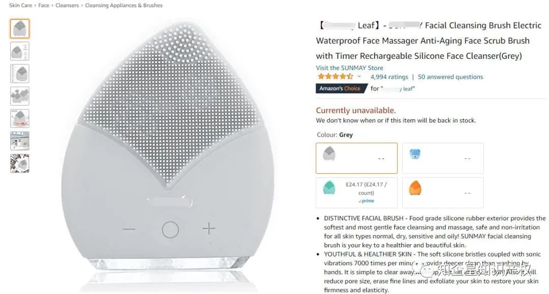 洁面仪---欧盟专利侵权预警提醒