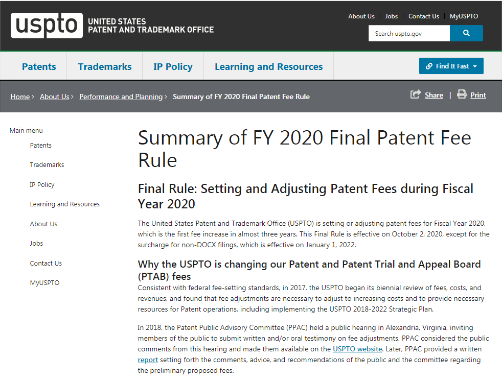 美国专利官费调整通知！