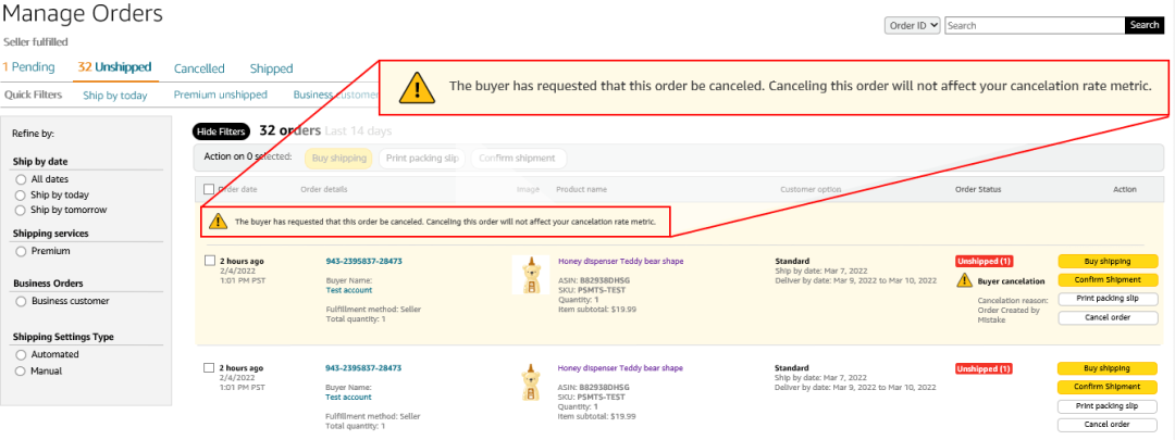 亚马逊买家发起的订单取消变化更新通知