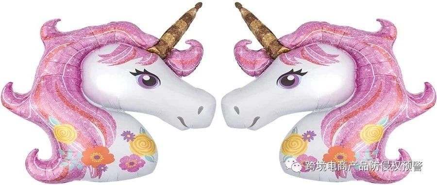 派对用品【独角兽气球】在美亚站上的防侵权预警321