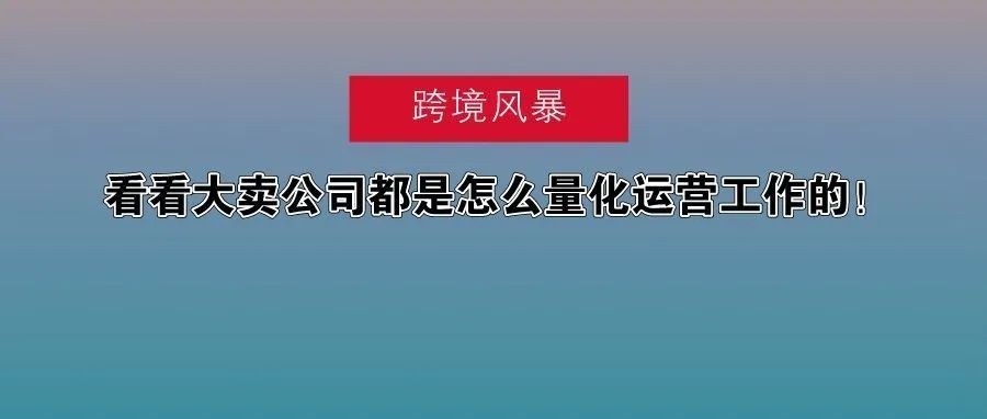 看看大卖公司都是怎么量化运营工作的！