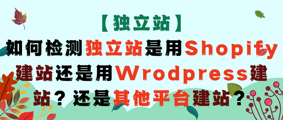【独立站】如何检测独立站是用Shopify建站还是用Wrodpress建站?还是其他平台建站? 【独立站】如何检测独立站是用Shopify建站还是用Wrodpress建站?还是其他平台建站?