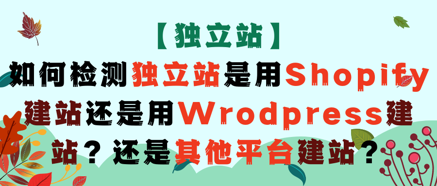 【独立站】如何检测独立站是用Shopify建站还是用Wrodpress建站？还是其他平台建站？