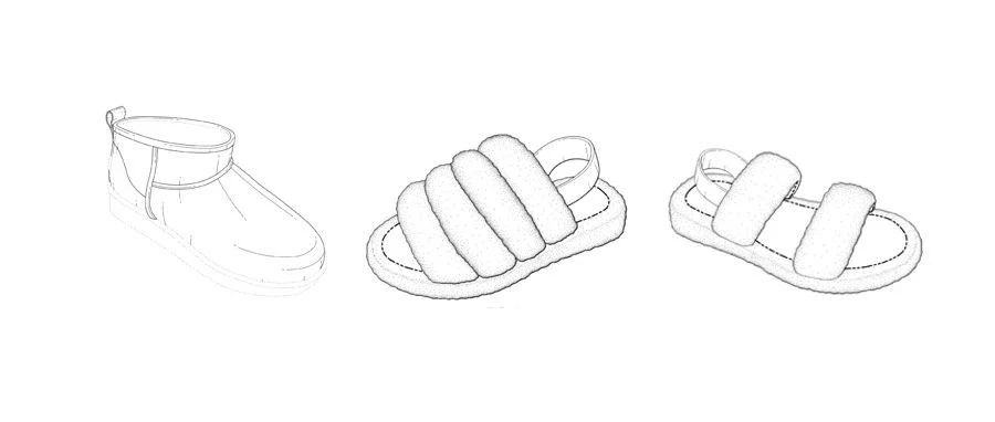 UGG品牌的三款鞋子外观专利维权，关于鞋面及中底