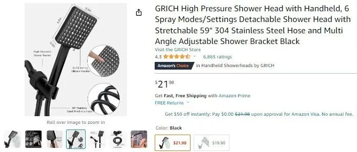 淋浴喷头Shower Head——亚马逊爆款产品有申请美国专利，尽快下架！！！