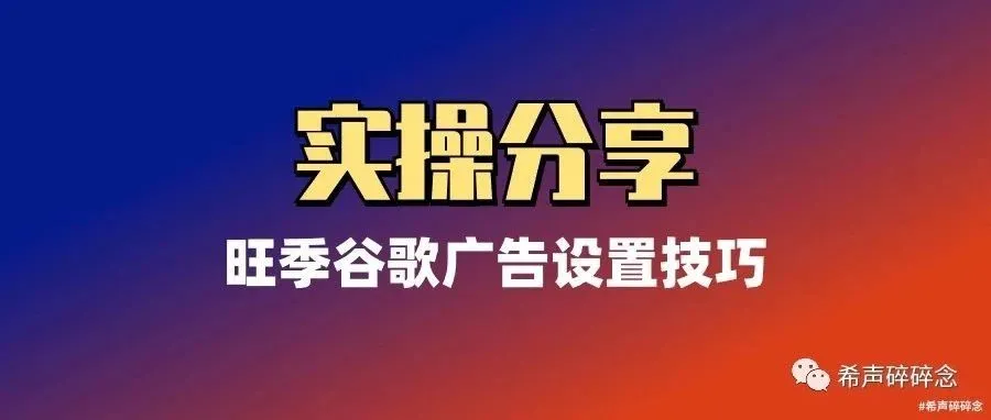 实操分享：旺季谷歌广告设置技巧