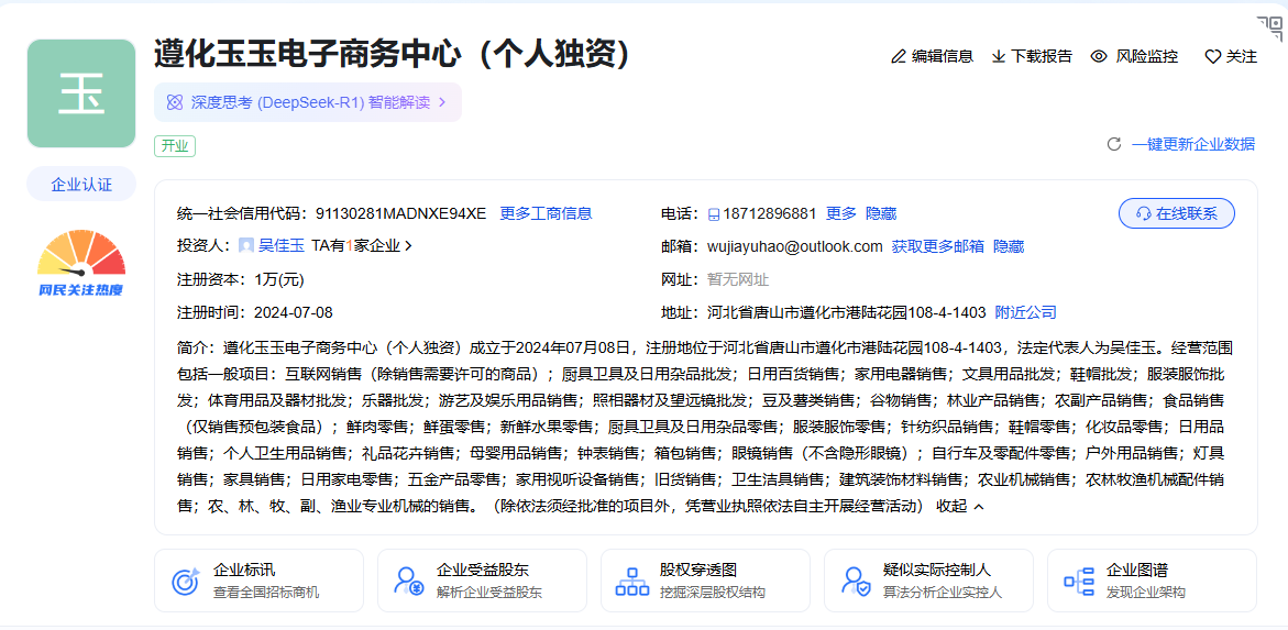 美国WUJIAYU 遵化玉玉电子商务中心（个人独资）