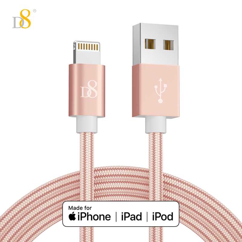 D8 iPhone充电线、闪电电缆、优质尼龙USB-A至闪电电缆 1M