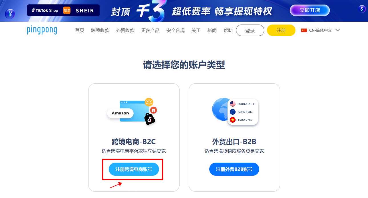 PingPong跨境电商-B2C账号注册流程（2024年最新）-第1张图片