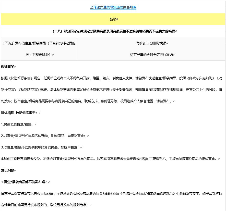 新增盲盒福袋禁售规则和商品发布管理规范的公示通知-第1张图片